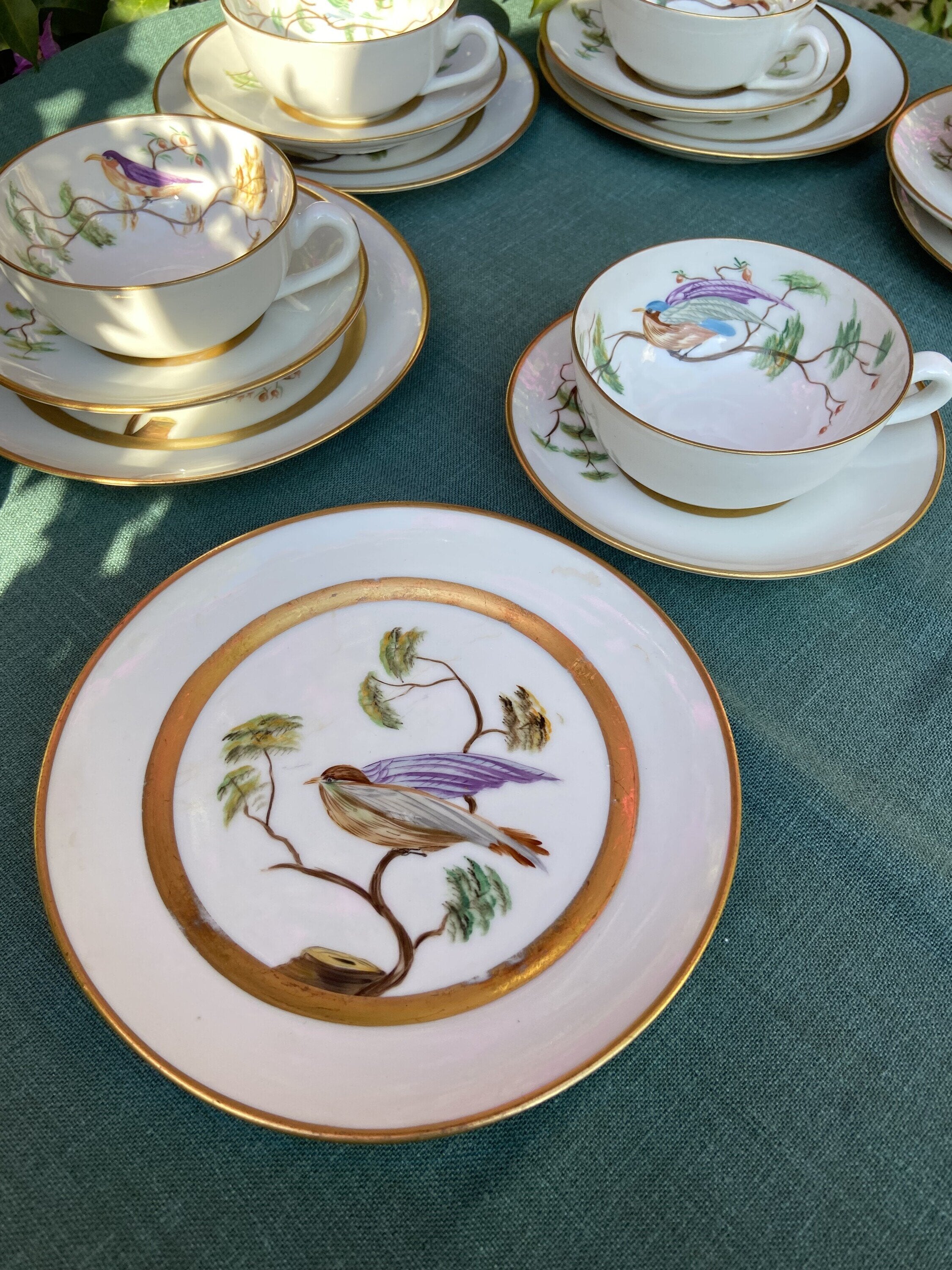 6 tazas de té con plato y 6 platos de merienda en porcelana "Bidasoa"