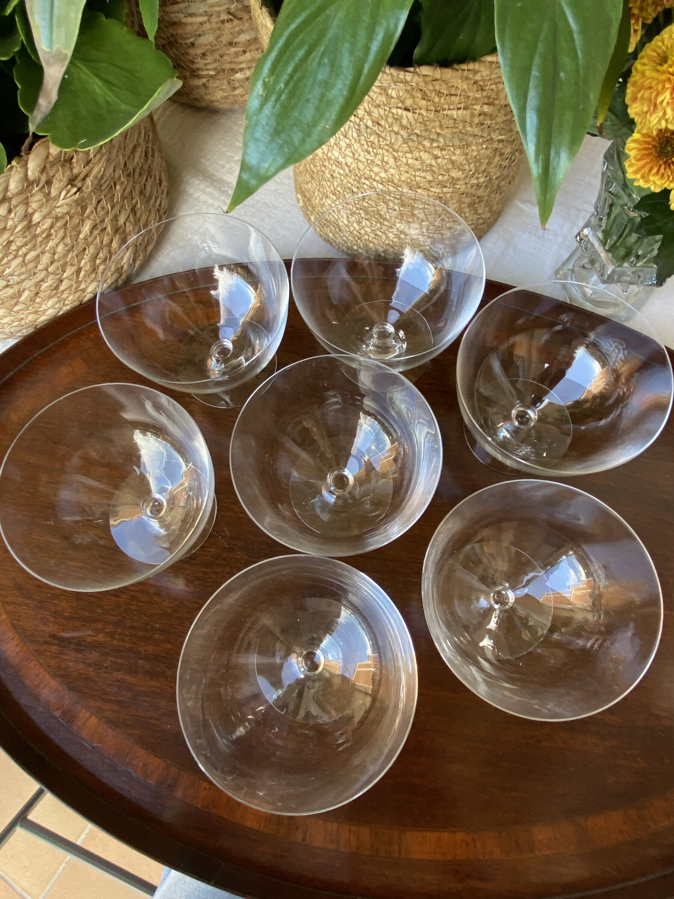 7 copas postres en fino cristal.