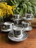 6 tazas de café en loza "Pickman S.A.Sevilla" Cartuja