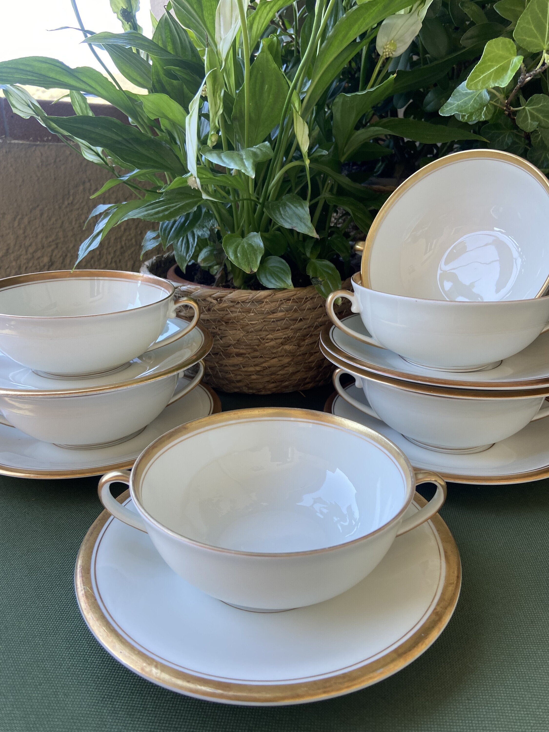 6 tazas de consomé en porcelana "Bidasoa".