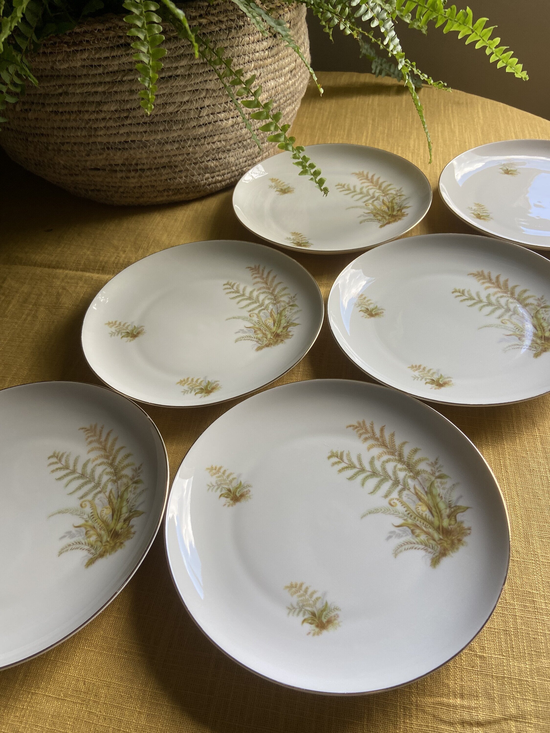 5 tazas de té/desayuno y 6 platos de merienda en porcelana suiza "Langenthal"