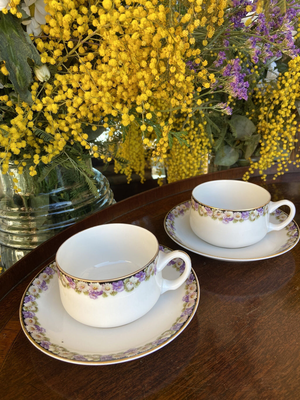 Pareja tazas café en porcelana alemana  "Rosenthal".