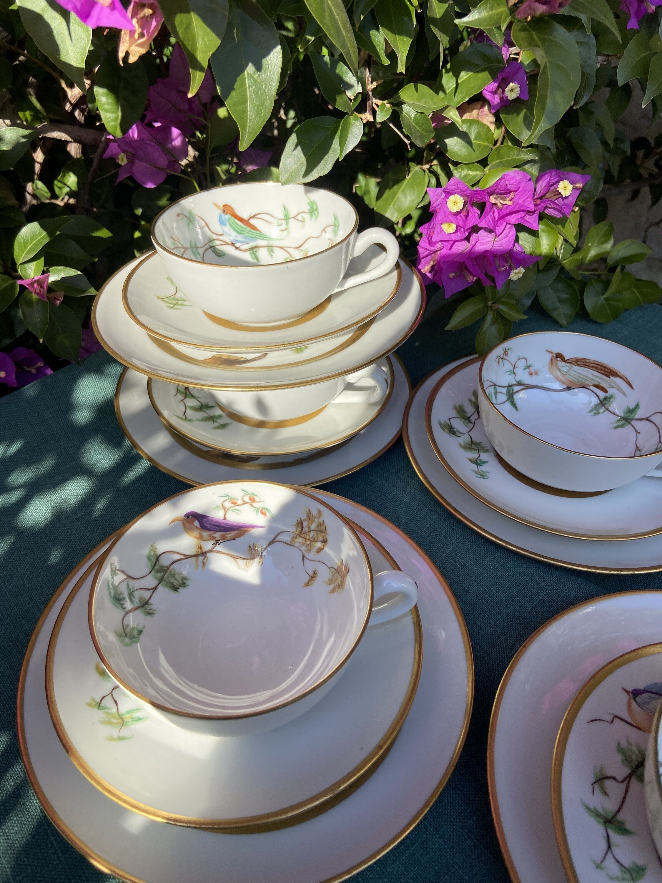 6 tazas de té con plato y 6 platos de merienda en porcelana "Bidasoa"