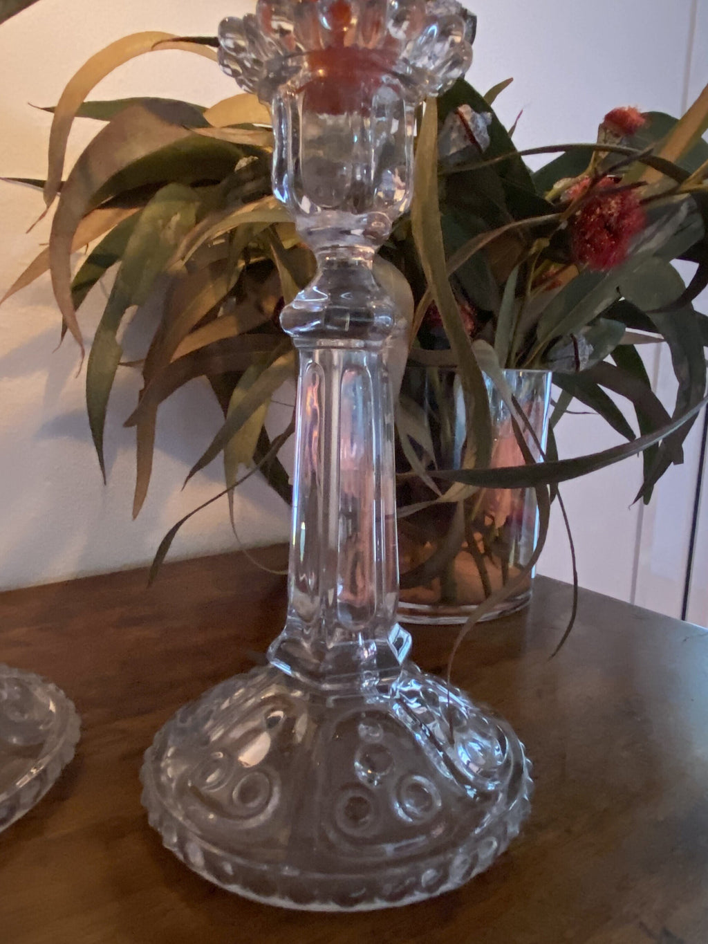 Pareja de candelabros de cristal