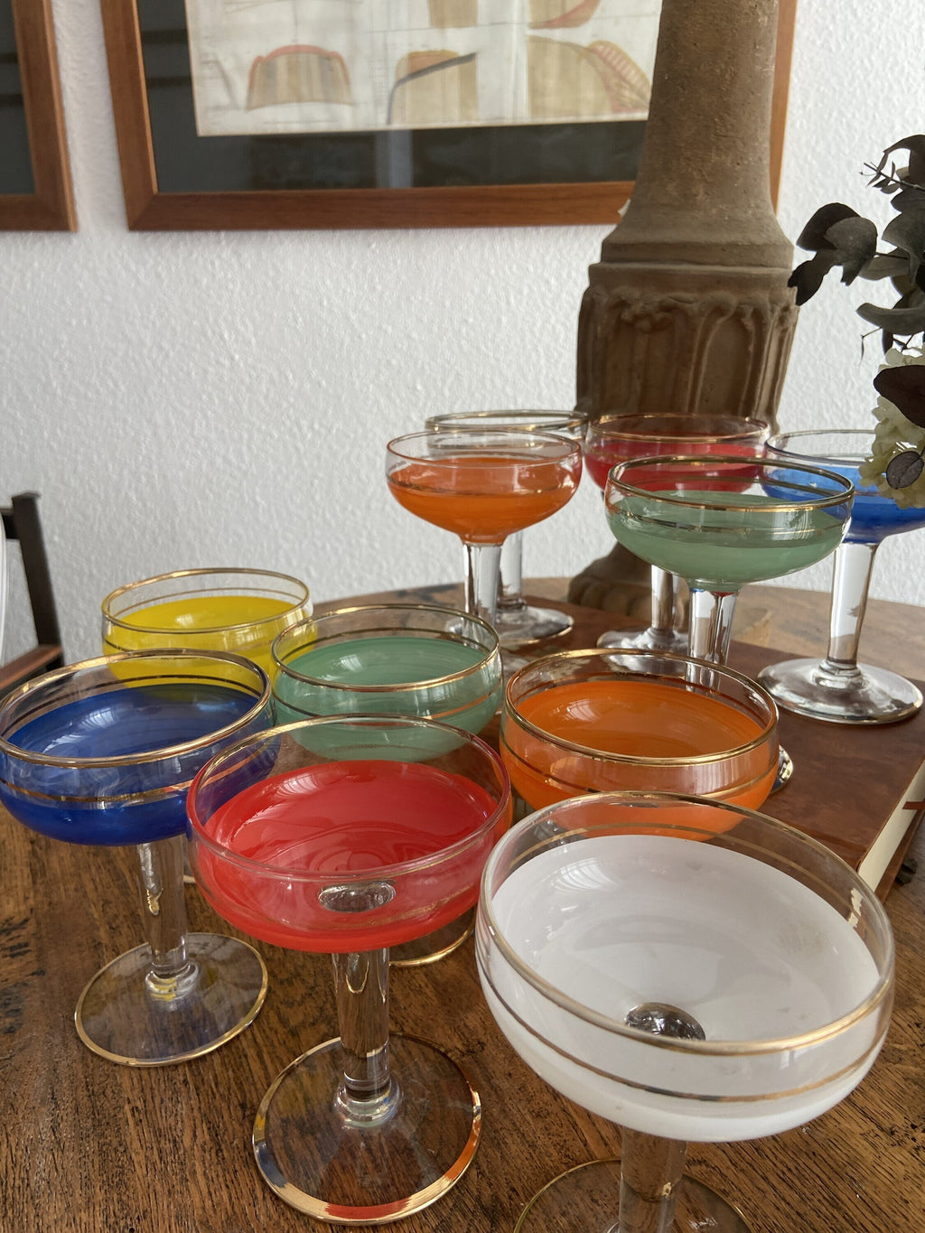 11 copas cava/postre en diferentes colores.